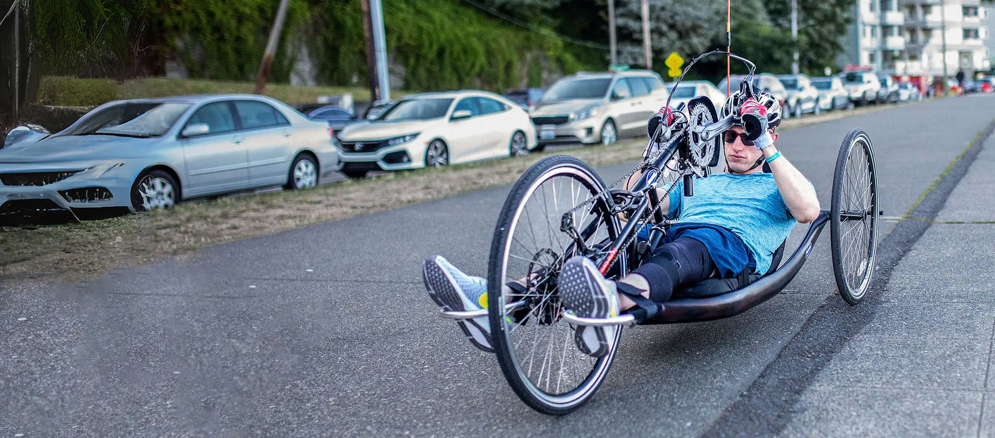Man with Friedreich Ataxia cycling 